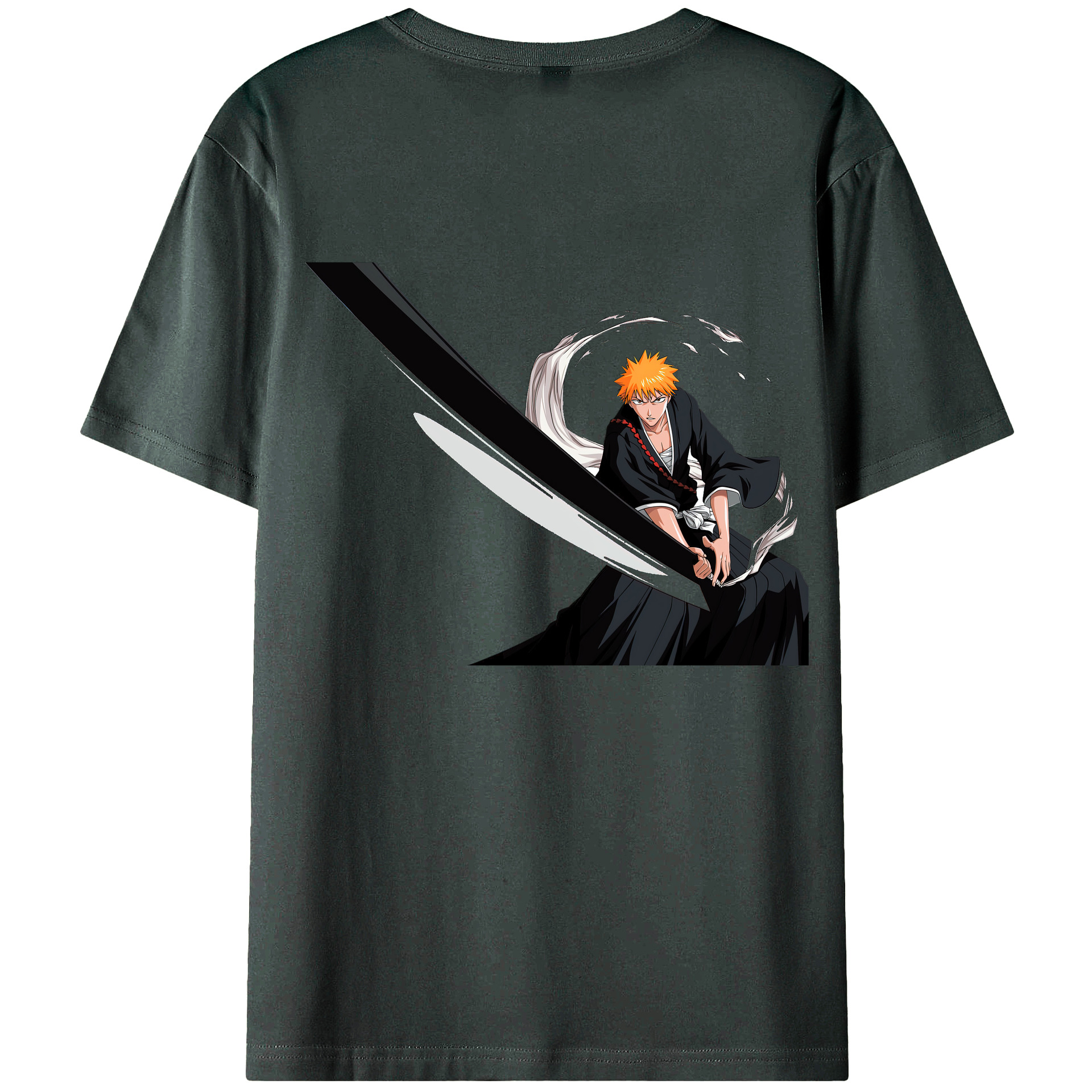 （画像用） ブリーチ 黒崎一護（くろさき いちご）BLEACH Kurosaki Ichigo 綿100％ メンズ半袖Tシャツ（バックプリント） 通気性